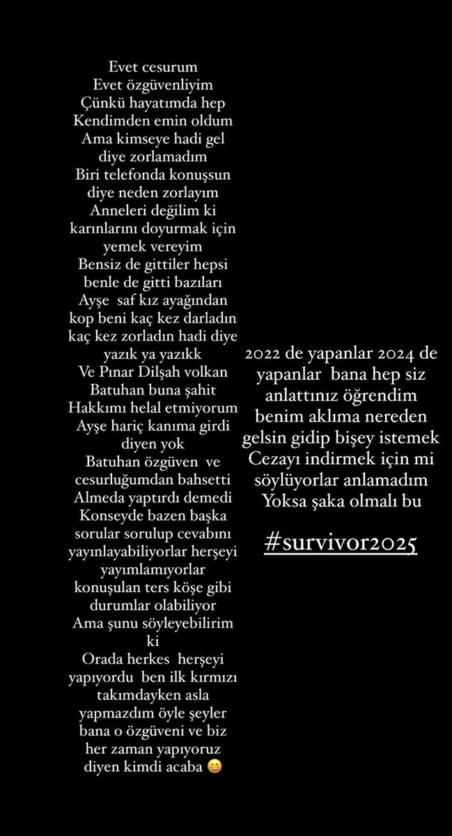 Almeda: "Konseyde bazen başka sorular sorulup cevabını yayınlayabiliyolar, her şeyi yayınlamıyorlar."

Batuhanı tanıyor ve iyi niyetini biliyor, hak ehli Almeda🫶

#Survivor2025 #BatuhanKaracakaya #SurvivorAllStar2025 #BKFC #Survivor2025AllStar
