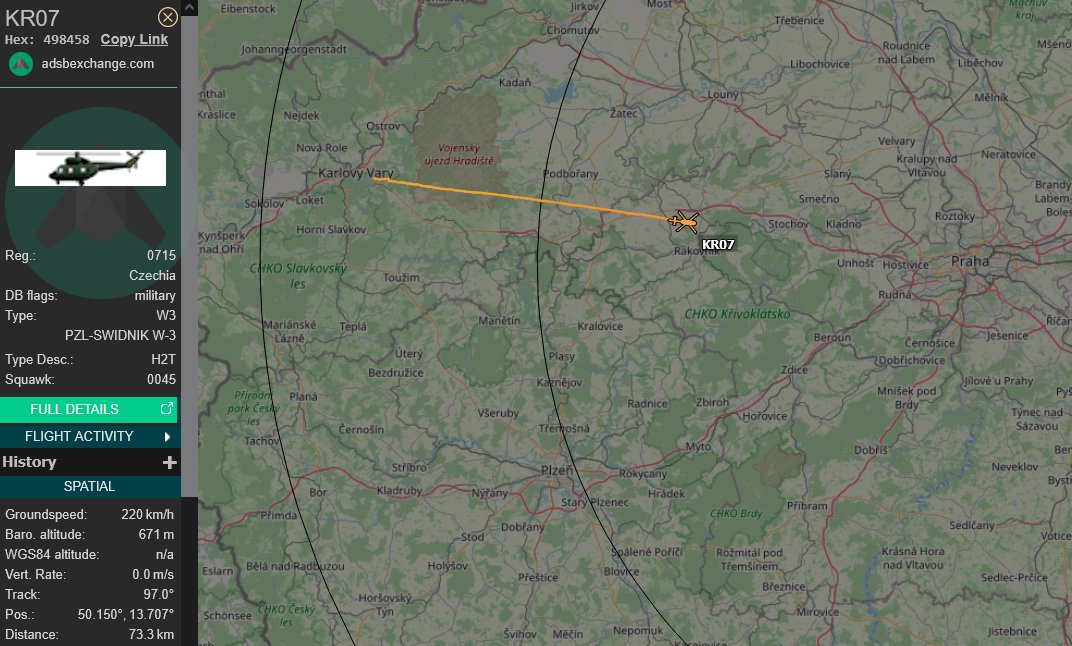 A zatímco my tu čekáme na Putina, tihle armádní borci makají, aby někomu uprostřed noci zachránili život.
24. základna dopravního letectva Praha - Kbely, Kryštof 07 ze základny  Plzeň-Líně, pravděpodobně někoho vezou z Karlovarské krajské nemocnice do Prahy.