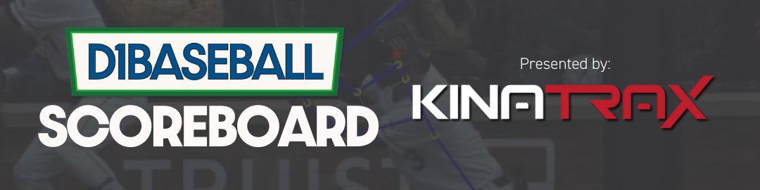 Kendall Rogers (@kendallrogers) on Twitter photo ⚾️SATURDAY SCOREBOARD⚾️
Make sure you're following ALL of today's <a href="/NCAABaseball/">NCAA Baseball</a> action at <a href="/d1baseball/">D1Baseball</a> - presented by <a href="/KinaTraxInc/">KinaTrax</a>.
FOLLOW HERE: d1baseball.com/scores/ ⚾️SATURDAY SCOREBOARD⚾️
Make sure you're following ALL of today's <a href="/NCAABaseball/">NCAA Baseball</a> action at <a href="/d1baseball/">D1Baseball</a> - presented by <a href="/KinaTraxInc/">KinaTrax</a>.
FOLLOW HERE: d1baseball.com/scores/