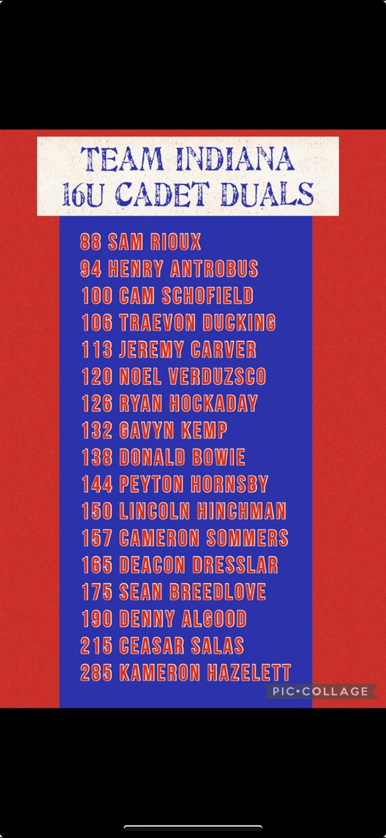 👇🏻👇🏻this is a team of 🔨🔨🔨🔨’s!!! 
I 👀 Noblesville 🤼‍♂️ Henry Antrobus at 94lbs!!!! We also heard that Coach Weimer was selected to be one of the Coaches for this team!!! Miller 🤼‍♂️ BOOM!!!!