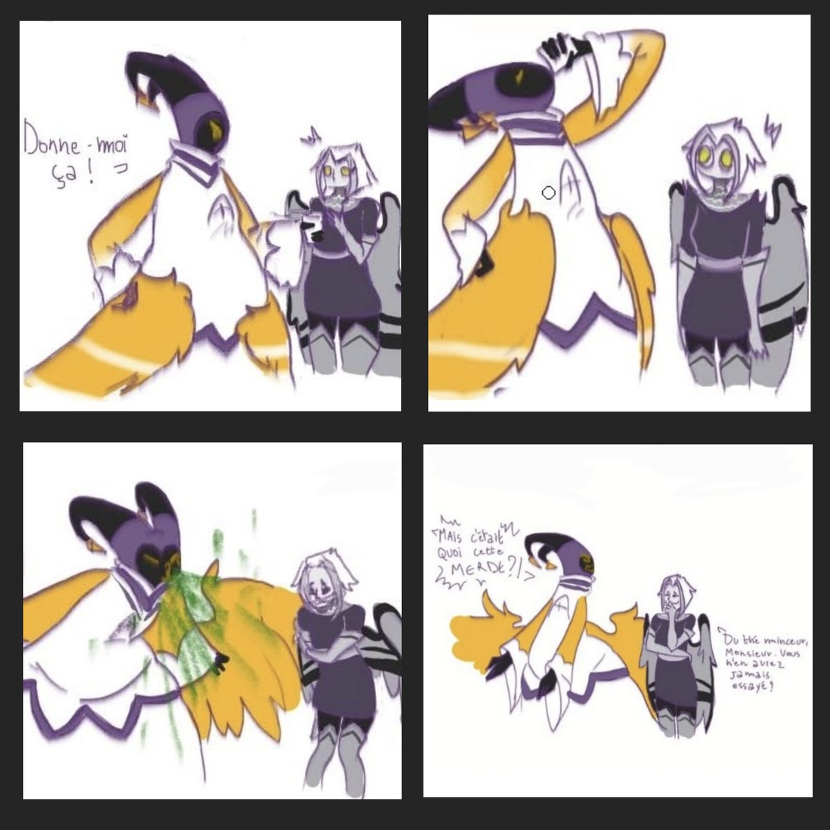 Just found my first Adam meme (it's old)

He yells at Lute like "WTF IS THIS SHIT?!" and she tells "it's diet tea, haven't you tried this before? 🤭"

#HazbinHotelFanart #hazbinhotel #hazbinhoteladam #HazbinHotelLute #guitarspear