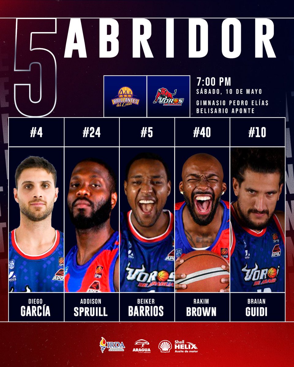 😤 Nuestro quinteto inicial para el juego del Play-In ante Brillantes del Zulia. 

¡VAMOS ARAGUA!❤️💙

Presentados por: 
@shelllubricantesvzla / @irdaoficial / @gobiernodearagua 

#EmbistiendoConFuria