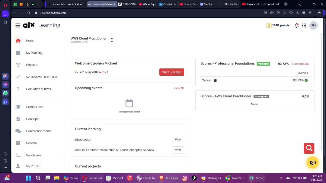 TechwithStephen's tweet image. Hi guys 👋, least before I forget I already commenced my Cloud engineering programme on the 27/04/2025 with @alx_africa & @awscloud .
#DoHardThings #AWS #awsforbeginners #cloudengineering