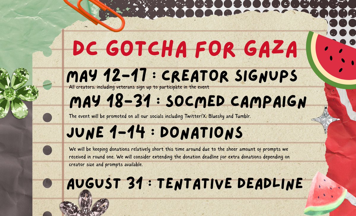 Hello everyone! 

We've set out a few important dates for you all that are coming up. 

Keep an eye out on Monday for the creator sign-up form, if you're looking to become a volunteer for our event!

Soon after, we'll open up donations. Thank you all for your interest!