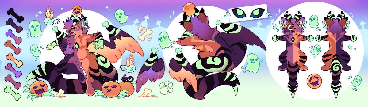 TayioSol's tweet image. Finished reference sheet commission for arlothetribrid's baphy adopt 👻🎃🍏