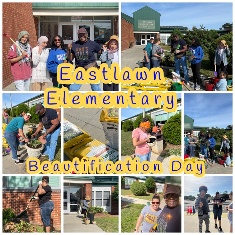 THANK YOU to Roots and Wings, Sikeade Adetu, Tara Williams, Shelby Graham, Margaret Wooten, Cummings High NHS, school parents, &amp; the Burlington Masjid ladies for making Beautification Day @ Eastlawn Global Elementary a huge success!EAE shines because of you! 🌿💚 #CommunityStrong