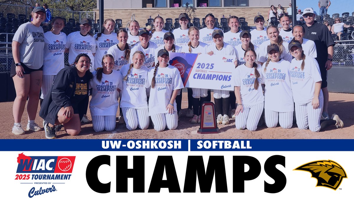 #WIACSB | <a href="/UWOshkoshTitans/">UW-Oshkosh Athletics</a> are your 2025 #WIAC Softball Tournament (pres. by Culver's) Champions! Making it their third in program history!

#ExcellenceInAction 
#d3sb
