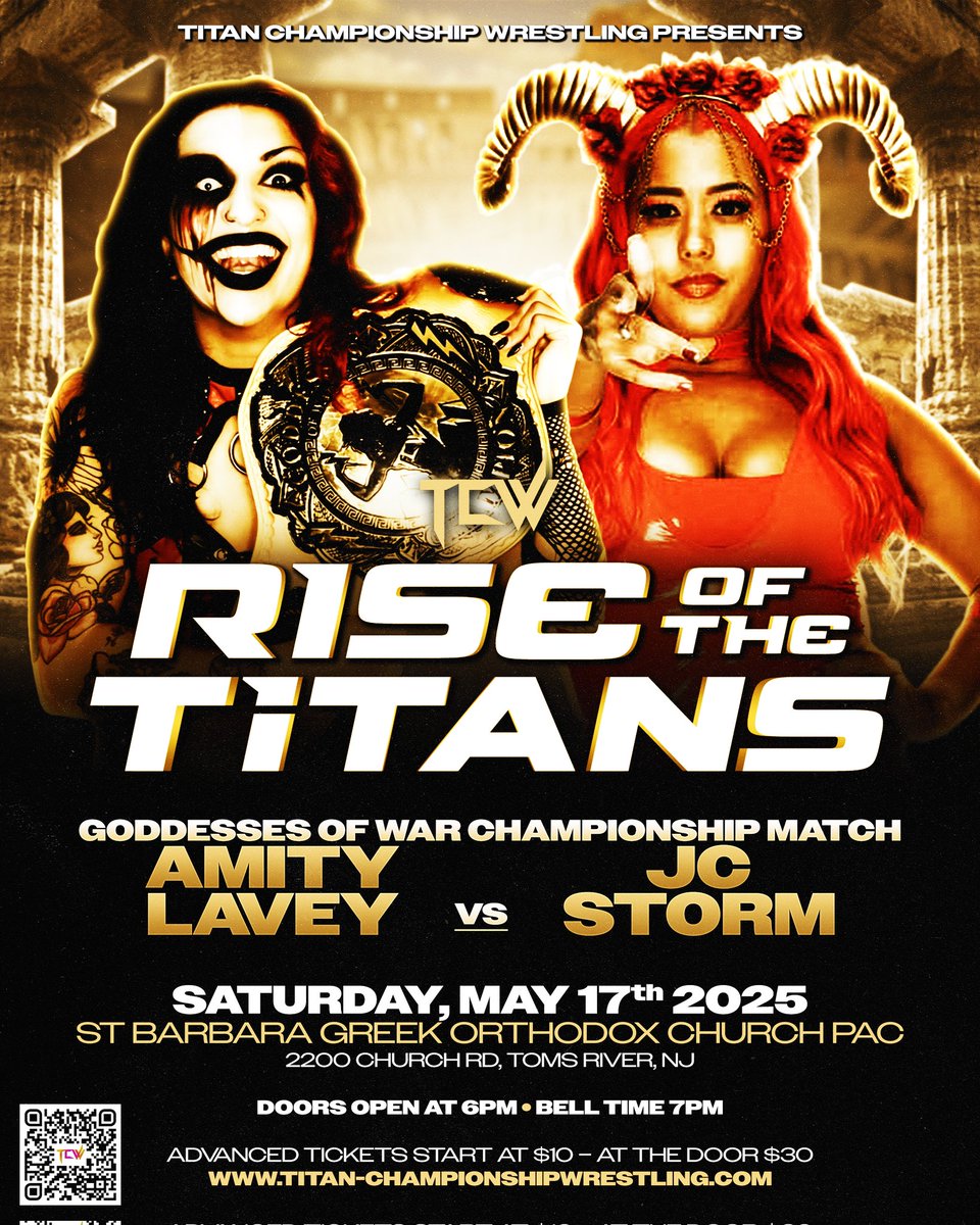 Amity LaVey has one of the biggest challenges ahead of her. Will a Storm come and sweep the Goddesses of War Championship away? Or, will it stay in the hands of darkness.

titan-championshipwrestling.com for tickets

Advanced prices end Friday!!

#WomensWrestling #WWE #wrestling
