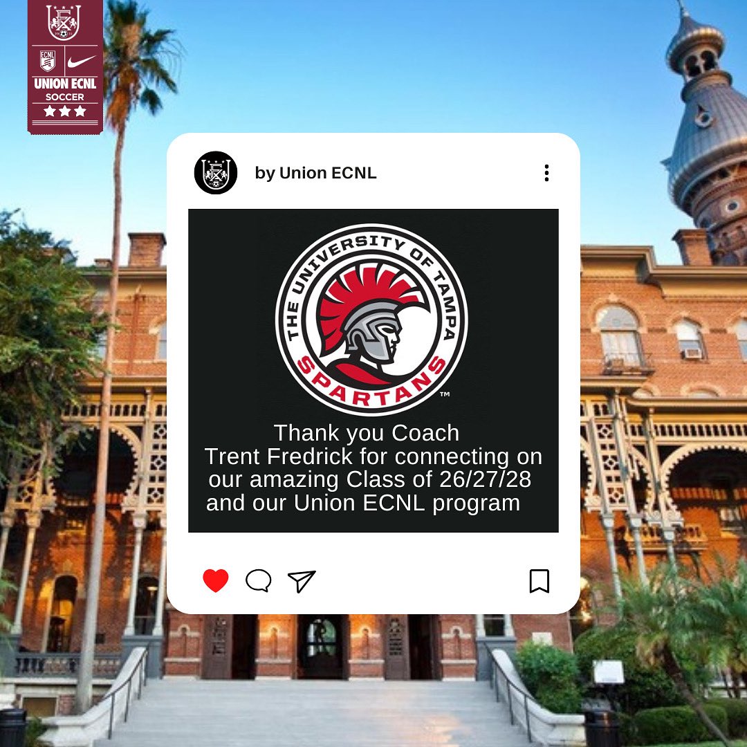 Union ECNL Girls Recruiting (@unionecnl) on Twitter photo Thanks coach Trent from the University of Tampa for taking the time to connect on our amazing 26/27/28s 🤙
<a href="/UTampaWSoccer/">Tampa Women's Soccer</a> <a href="/ImYouthSoccer/">ECNL/GA/Recruiting/College Soccer</a> <a href="/PrepSoccer/">Prep Soccer ⚽️</a> <a href="/ffxvaunion/">Fairfax VA Union ECNL</a> @ecnl08 <a href="/ecnl09/">Union 09 ECNL</a> @ecnl07 <a href="/ECNLMidNorth/">ECNL Mid Atlantic & North Atlantic</a> <a href="/ecnl2010/">Union 10 ECNL</a> <a href="/ecnl2011/">Union 11 ECNL (McLean)</a> Thanks coach Trent from the University of Tampa for taking the time to connect on our amazing 26/27/28s 🤙
<a href="/UTampaWSoccer/">Tampa Women's Soccer</a> <a href="/ImYouthSoccer/">ECNL/GA/Recruiting/College Soccer</a> <a href="/PrepSoccer/">Prep Soccer ⚽️</a> <a href="/ffxvaunion/">Fairfax VA Union ECNL</a> @ecnl08 <a href="/ecnl09/">Union 09 ECNL</a> @ecnl07 <a href="/ECNLMidNorth/">ECNL Mid Atlantic & North Atlantic</a> <a href="/ecnl2010/">Union 10 ECNL</a> <a href="/ecnl2011/">Union 11 ECNL (McLean)</a>