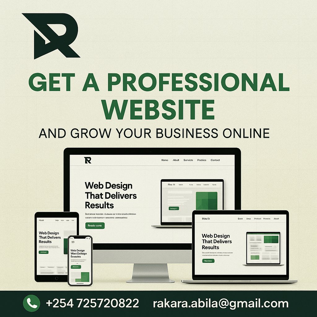 RakaraWebStudio's tweet image. Get a professional website and grow your business online.

#webdesign #webdesignkenya 
#responsivewebdesign