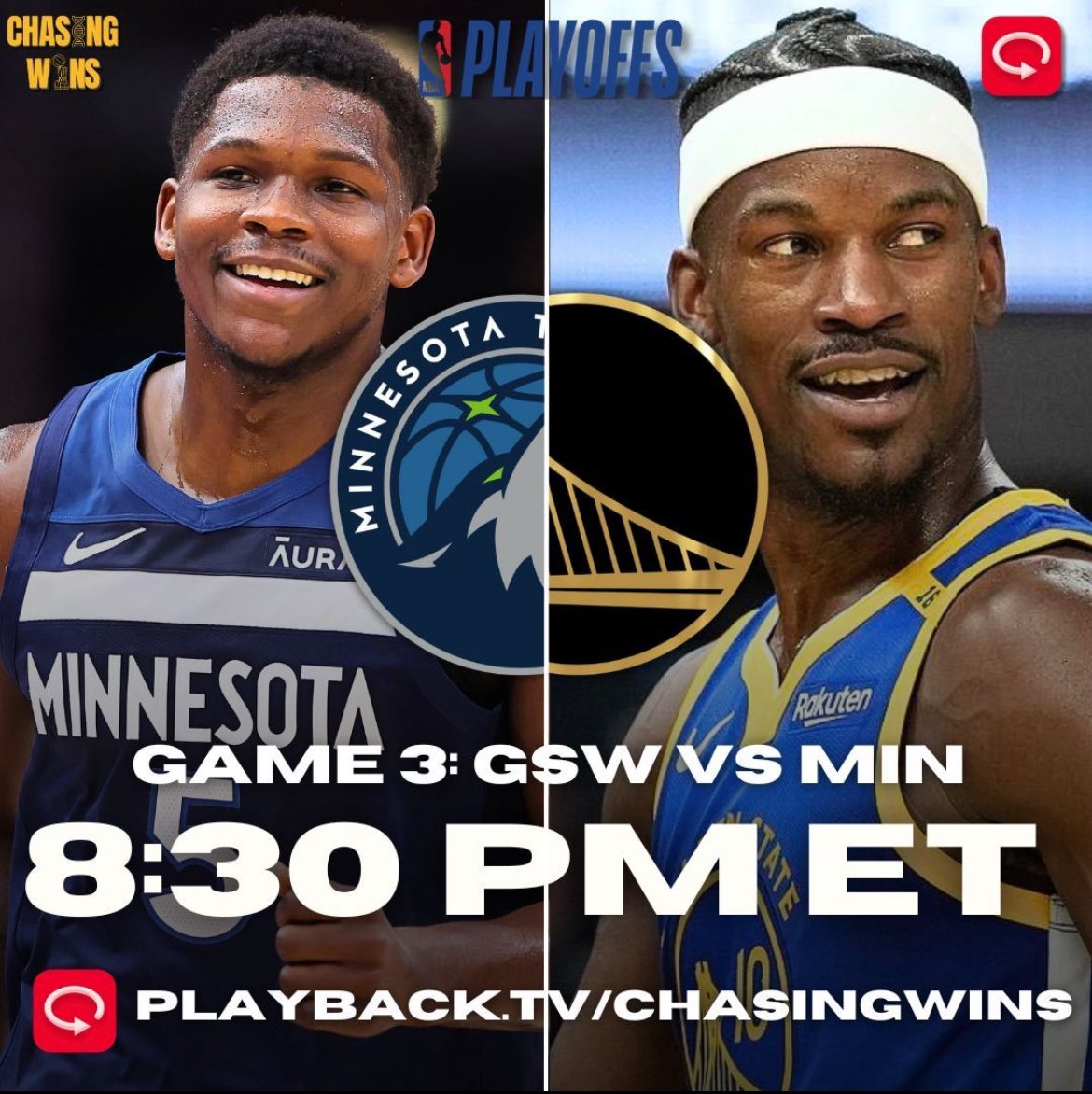 #DubNation,

For the 2024-25 season, we’ll be doing LIVE WATCHES for EVERY. SINGLE. GAME.

WCSF G3: Warriors vs Timberwolves

Tonight at 5:30 pm PST/8:30 pm EST

Join the stream (link in replies)