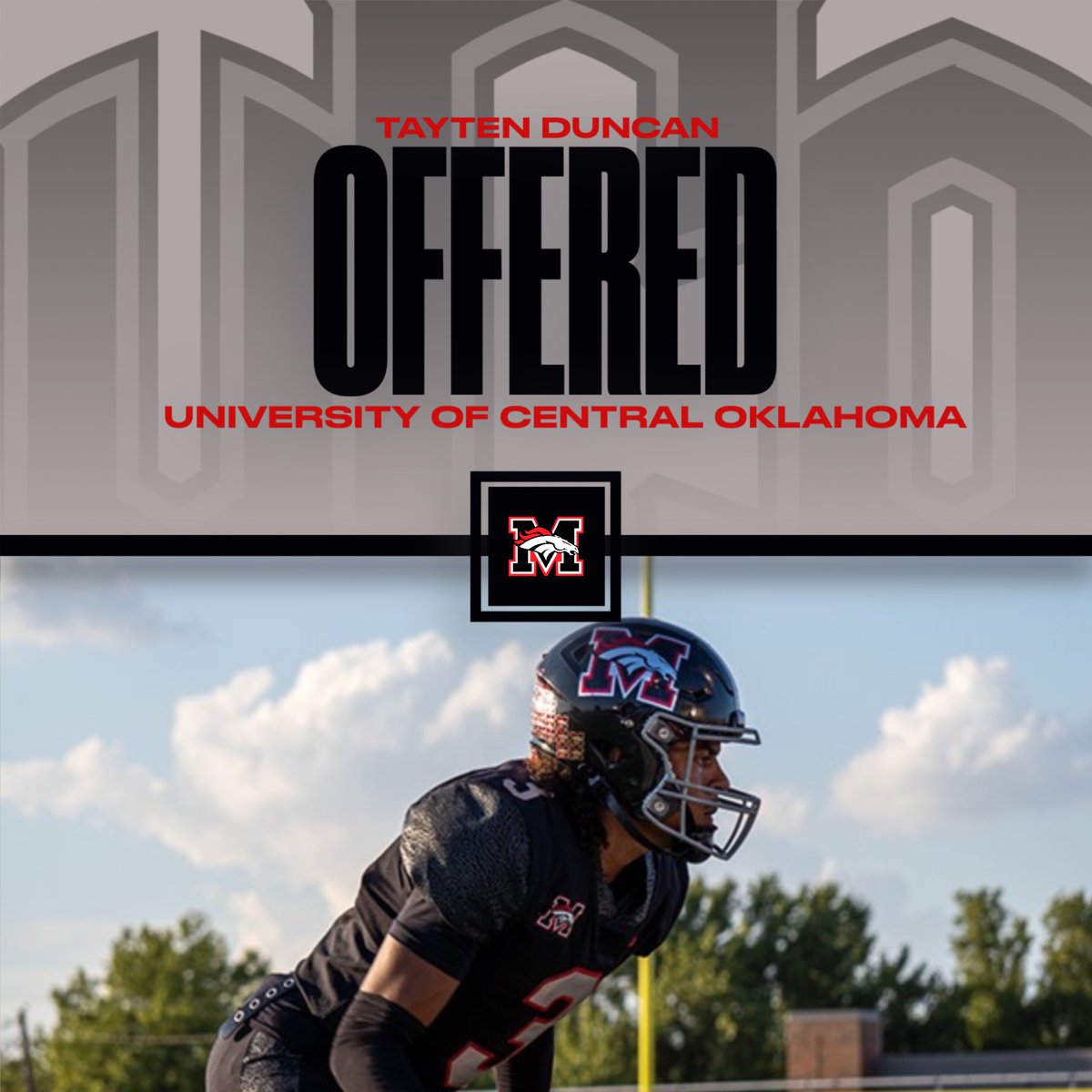 <a href="/TaytenDuncan/">Tayten “TD” Duncan</a> 
 picking up offer from 
<a href="/ucobronchofb/">UCO Football</a>! #RecruitMustang