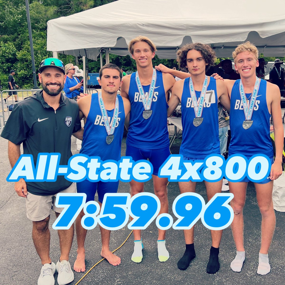 Top 5 finish for the boys in the 4x800 at FHSAA 4A State Championship. #GoBears🐻