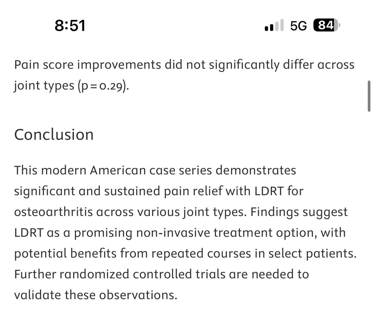 Really want to shout out to my colleague &amp; friend <a href="/KoneruMd/">Bobby Koneru, MD</a> for this modern series of LDRT in OA.

redjournal.org/action/consume…

It’s primetime for RT in benign indications.
