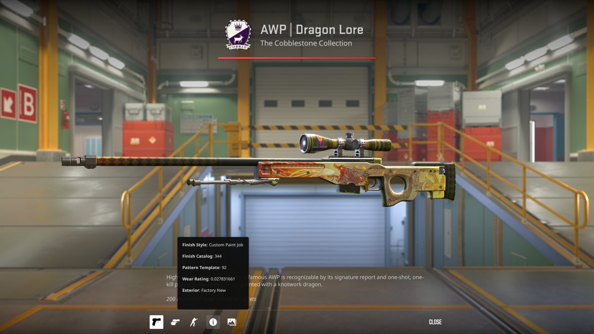 Selling my Dragon Lore 0.02 w/ Mystik holo on scope
Buyout set to $16200 through bitcoin or +2% on csfloat
Any support is appreciated