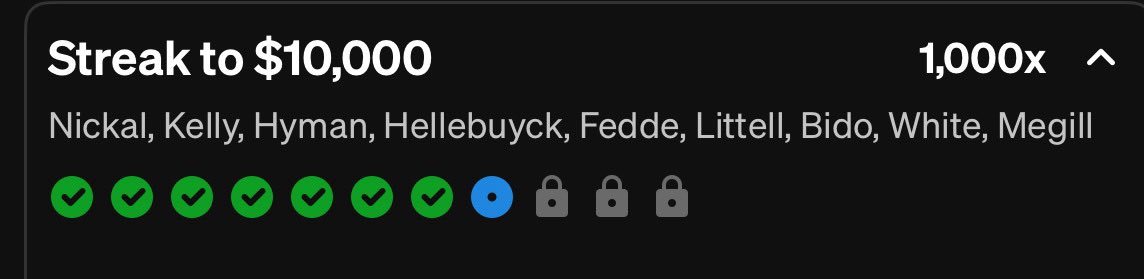 PrimeParlays's tweet image. Cash 💰🤞🏻 Megill Under Fantasy Score Hits! 3 More for $10,000 #underdogstreaks