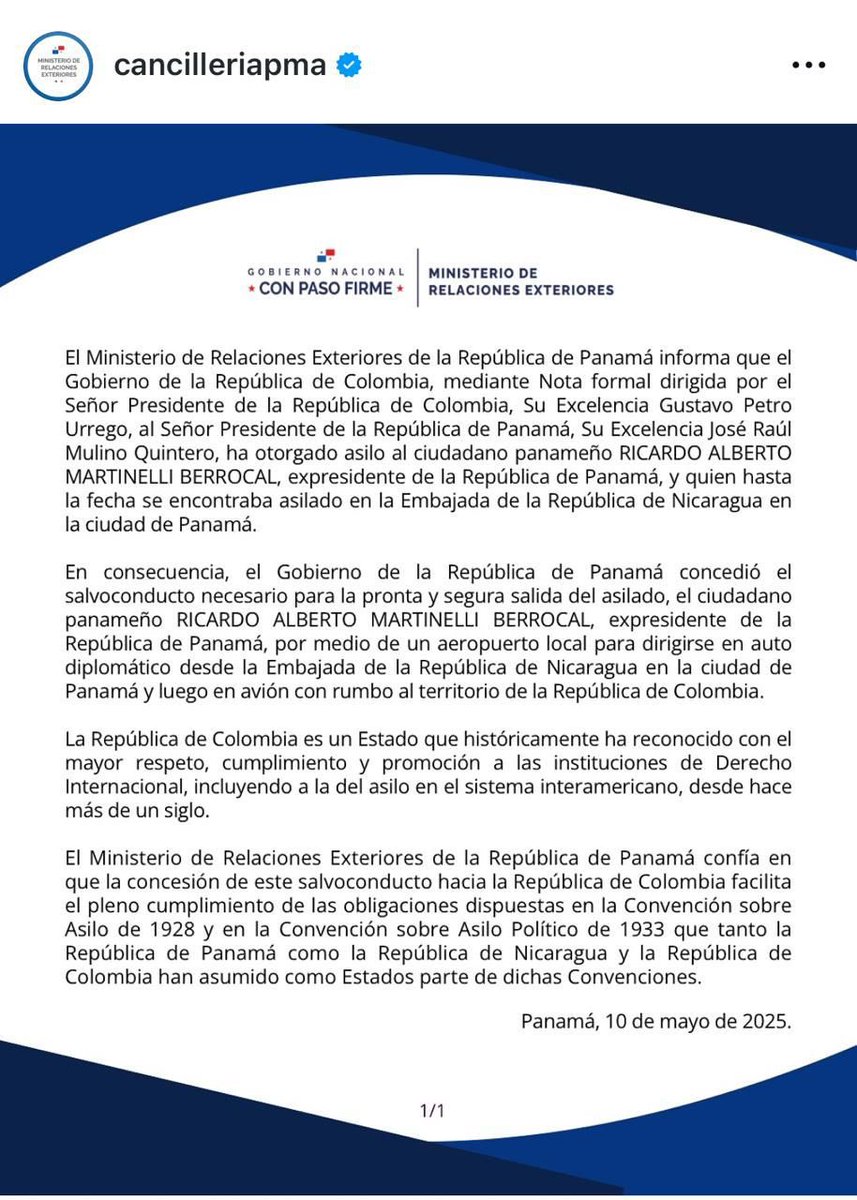 josefa5727's tweet image. Presidente, José Raúl Mulino le concede salvoconducto para viajar a Colombia.