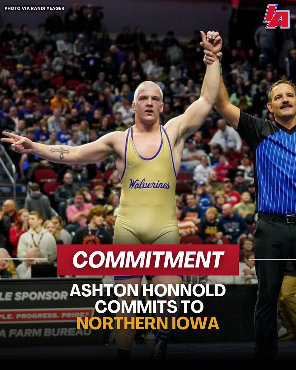 Two-time State champion Ashton Honnold is headed to Northern Iowa 🔥 

Currently ranked #9 at 215 and a top 100 recruit in the class of 2026. Big get for Coach Schwab and the Panther Train 🐾 🚂