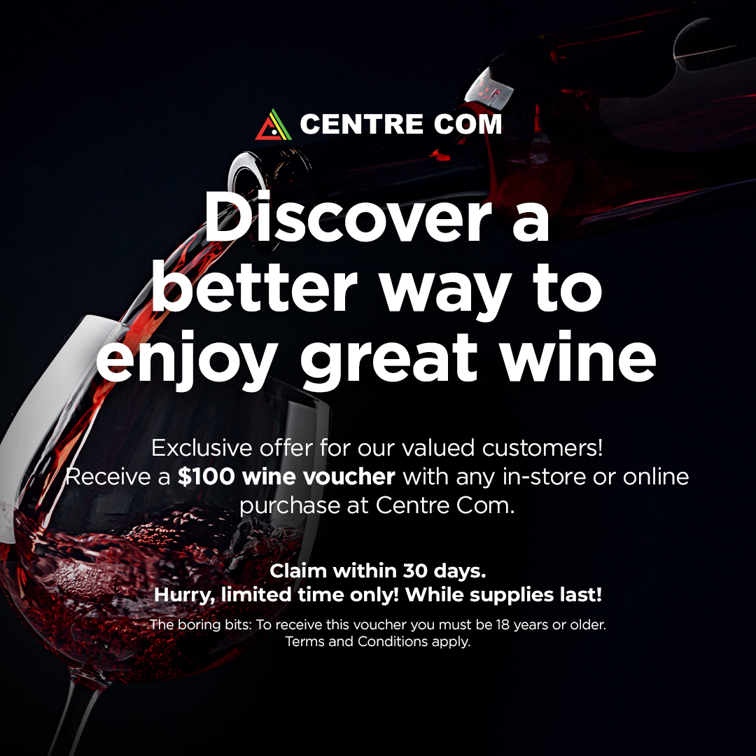 Uncork the Savings! 🍷 Get a $100 Wine Voucher with Every Purchase at Centre Com! 🛍️ Hurry, Limited Time Only!

📦 Free Shipping on Orders $79+  
🛍 Stores Open 7 Days a Week  
👆 1HR Click and Collect at No Cost 
💳 Shop Now, Pay Later with AfterPay

#CentreComDeals #WineVoucher