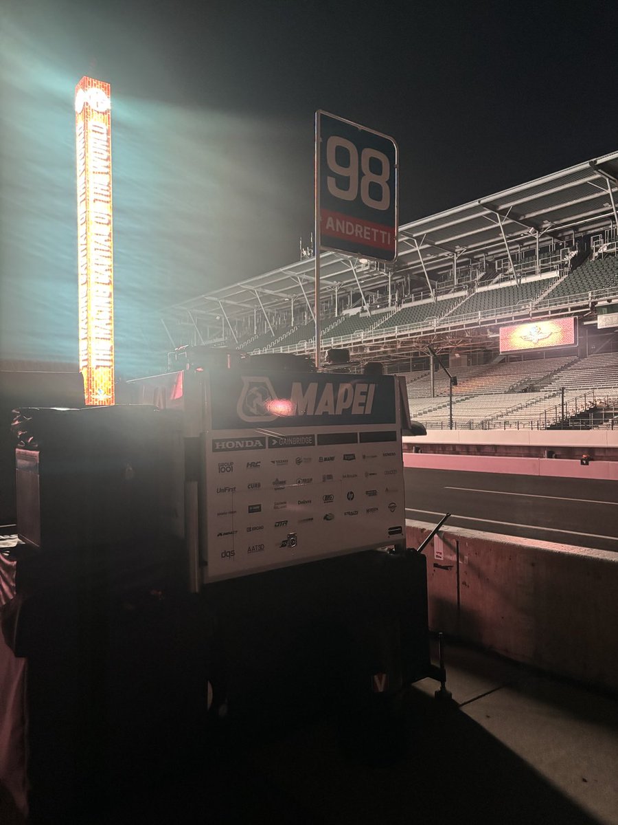 Eric_INDYCAR's tweet photo. The pit box for ⁦@MarcoAndretti⁩ 20th #Indy500 appearance is ready for Tuesday https://t.co/gRePM2LvgR