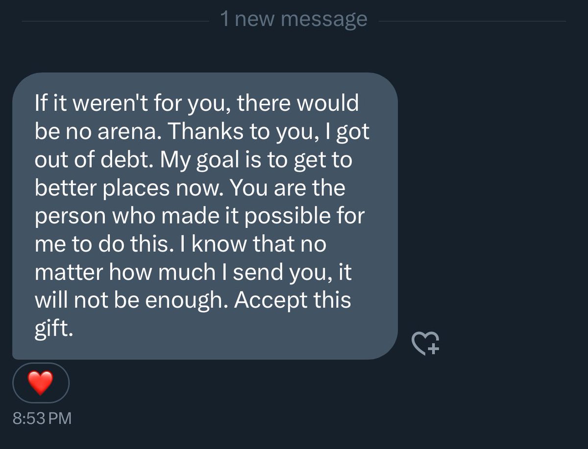 When I get messages like this, it makes it all worth it. 

Nothing on the market will compete with Arena because it’s not just an app. It’s not a platform. It’s a family.