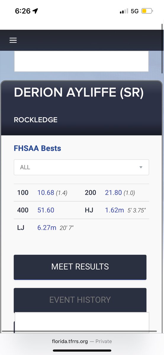 Derion Ayliffe (@ayliffe_derion) on Twitter photo Ended senior season with pr’s of 100-10.68 200-21.80 and our 4x1 running 40.60 in regionals and ran 40.78 getting second in states, UNSIGNED <a href="/Rockledge_Track/">Rockledge High Track</a> Ended senior season with pr’s of 100-10.68 200-21.80 and our 4x1 running 40.60 in regionals and ran 40.78 getting second in states, UNSIGNED <a href="/Rockledge_Track/">Rockledge High Track</a>