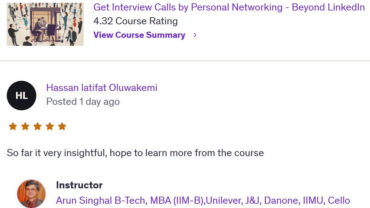 EnrichmentorIn's tweet image. Enroll in this &quot;very insightful&quot; Udemy course and get on Top of the World. 😎

udemy.com/course/how-to-…

#interview #interviewcalls #jobinterview