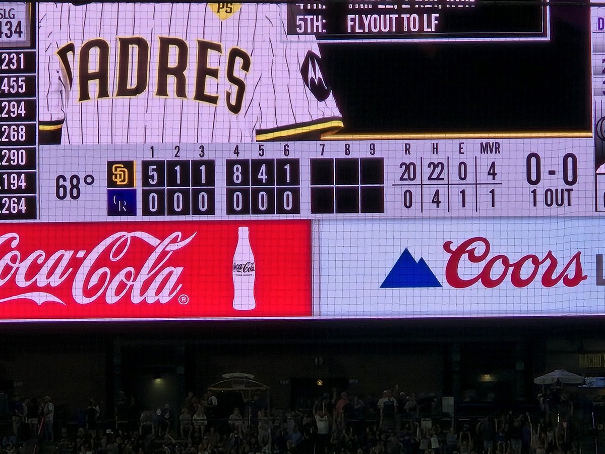 Top of the 7th and Rockies fans are more entertained by the wave than the Rockies. 20-0 San Diego