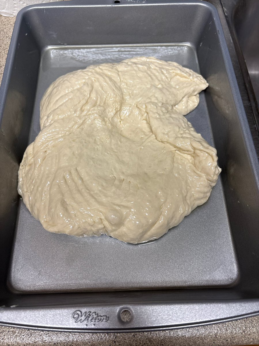 DaniPeng666's tweet photo. Baked my first loaf of bread, a focaccia! Came out far better than I had anticipated, may have eaten a bit too much before putting it away...

#Baking https://t.co/SLnHjGa5po