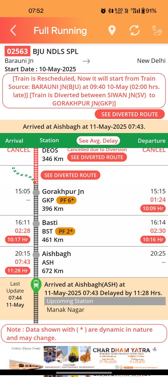 Dinesh Gupta (@dinesh_gupta3) on Twitter photo Started 2 Hour's late and now 12 hours late in just 672Km running.
Why are <a href="/RailwayNorthern/">Northern Railway</a> are not interested in running this train on time ?
Every station master is keeping it on hold for 2-3 hours.
<a href="/RailwaySeva/">RailwaySeva</a> <a href="/drm_lko/">DRM Lucknow NR</a> Started 2 Hour's late and now 12 hours late in just 672Km running.
Why are <a href="/RailwayNorthern/">Northern Railway</a> are not interested in running this train on time ?
Every station master is keeping it on hold for 2-3 hours.
<a href="/RailwaySeva/">RailwaySeva</a> <a href="/drm_lko/">DRM Lucknow NR</a>