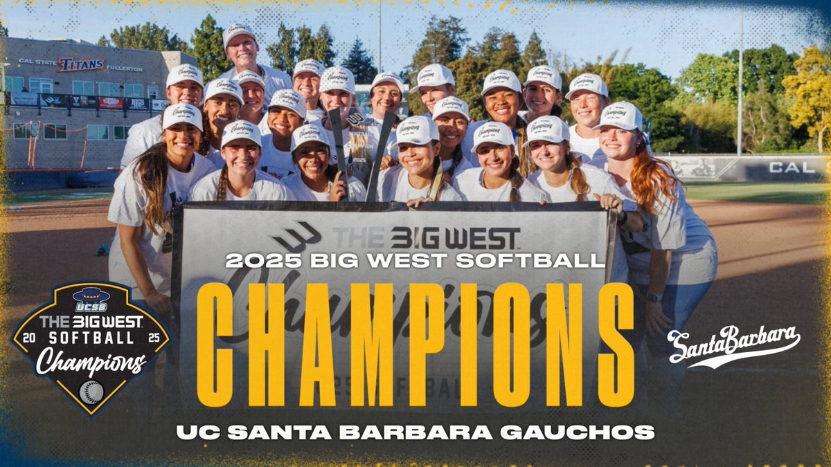The Big West (@bigwestsports) on Twitter photo The 𝙁𝙄𝙍𝙎𝙏 𝙀𝙑𝙀𝙍! 🥎🏆
<a href="/UCSBSoftball/">UC Santa Barbara Softball</a> are your 2025 Big West Softball Champions!
#𝗢𝗻𝗹𝘆𝗧𝗵𝗲𝗕𝗼𝗹𝗱 x #NCAASoftball x #GoGauchos The 𝙁𝙄𝙍𝙎𝙏 𝙀𝙑𝙀𝙍! 🥎🏆
<a href="/UCSBSoftball/">UC Santa Barbara Softball</a> are your 2025 Big West Softball Champions!
#𝗢𝗻𝗹𝘆𝗧𝗵𝗲𝗕𝗼𝗹𝗱 x #NCAASoftball x #GoGauchos