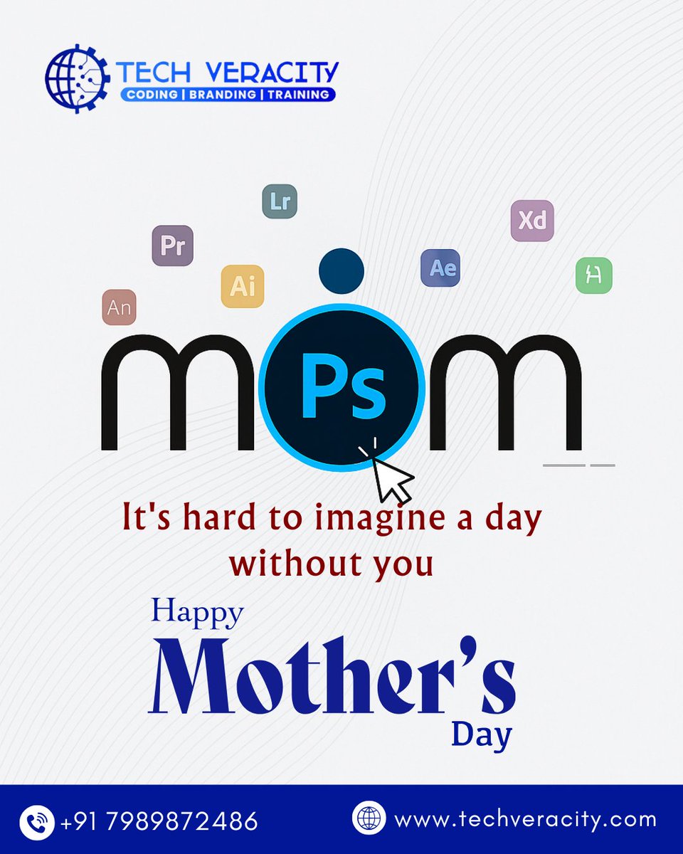 tech_veracity's tweet image. At Tech Veracity, we believe the original creator is… Mom!
Just like Photoshop adds life to designs, a mother brings color, care, and creativity to our lives.
“It’s hard to imagine a day without you.” 💻❤️