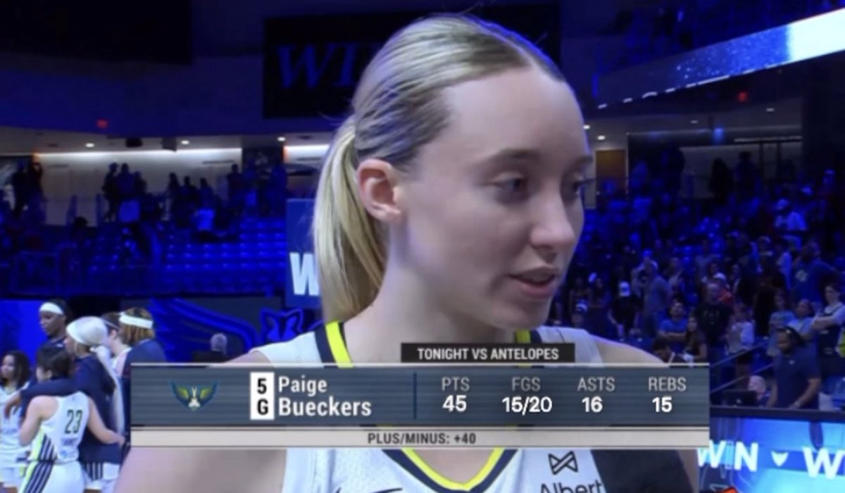 PAIGE BUECKERS TONIGHT: 

45 POINTS 
15/20 FGS 
16 ASSISTS 
15 REBOUNDS 

this #demon is only a rookie, it’s only up from here!