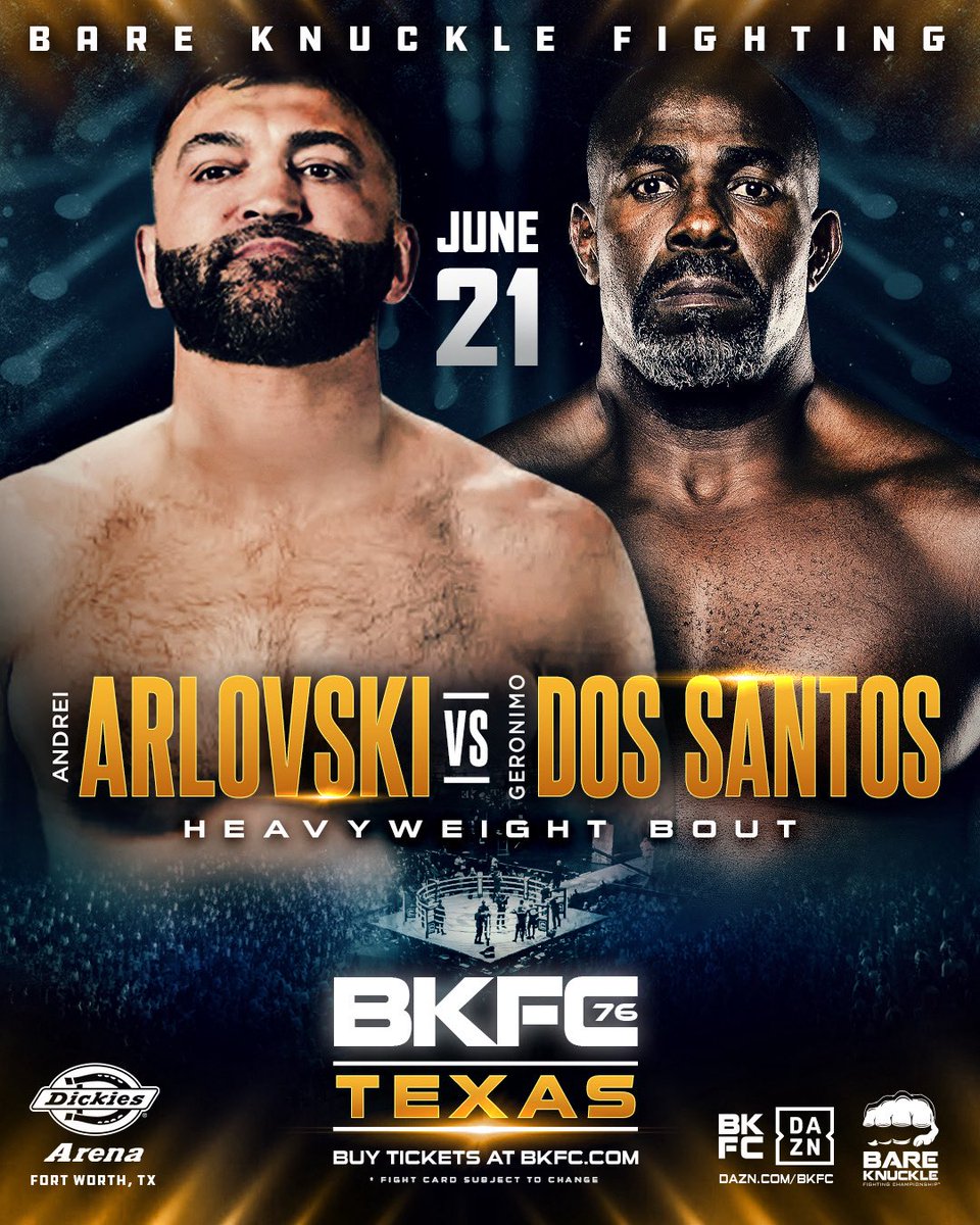 ANDREI ARLOVSKI IS LEAVING THE GLOVES BEHIND JUNE 21 IN TEXAS!

#BKFC76 | June 21 | Tix on sale NOW at BKFC.com