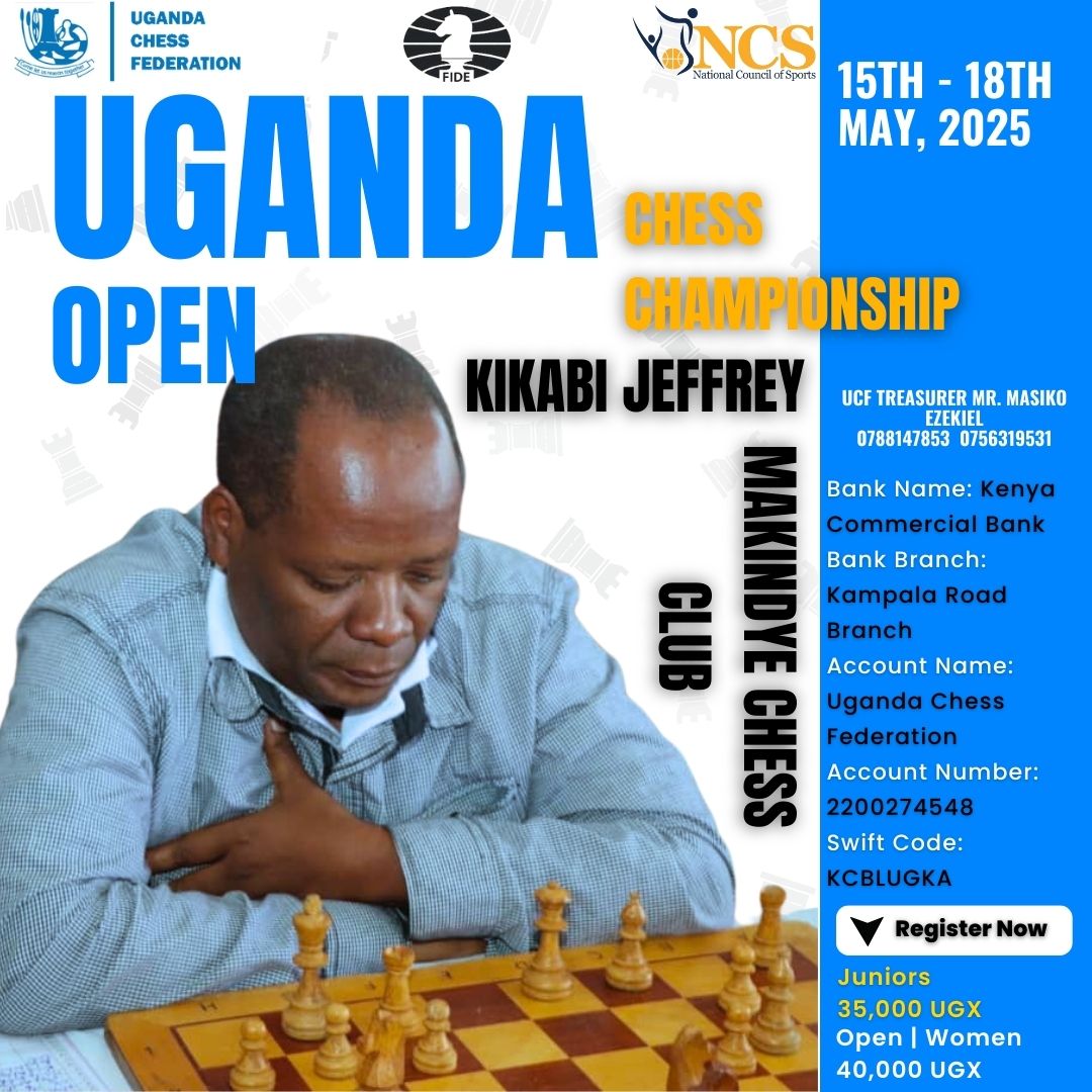 BaniBulletin's tweet photo. π¬ Arrive as a challenger.
π Leave as a champion.
Join players from across Africa & beyond for the Uganda Open Chess Championship 2025 in vibrant Kampala.
π― Juniors. Ladies. Blitz. Open.
#ChessWithoutBorders #UgandaChess #RoadTo2026 https://t.co/dXlXKcyxCu