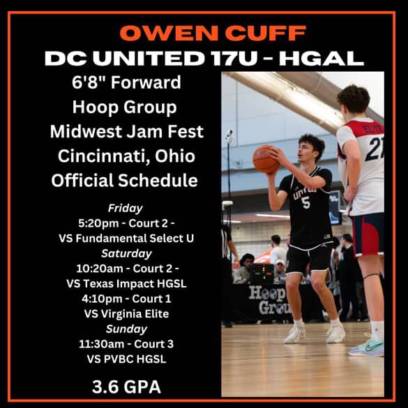 Owen (@owencuff10) on Twitter photo Here is the schedule for our upcoming tournament in Cincinnati next weekend.
<a href="/DCUnitedCAN/">DC United</a>
<a href="/CoachCawsey/">Coach Cawsey</a>
<a href="/HoopGroupAL/">Hoop Group Academic League (HGAL)</a> Here is the schedule for our upcoming tournament in Cincinnati next weekend.
<a href="/DCUnitedCAN/">DC United</a>
<a href="/CoachCawsey/">Coach Cawsey</a>
<a href="/HoopGroupAL/">Hoop Group Academic League (HGAL)</a>
