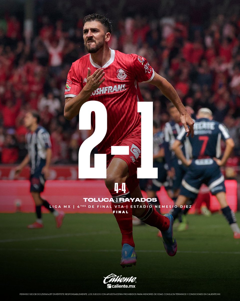 Toluca FC (@tolucafc) on Twitter photo ⏱ 95’ | 👹 2-1 Ⓜ️
¡ARDIÓ EL INFIERNOOO Y ESTAMOS EN SEMIFINALES! 🤩❤️🔥
<a href="/calientesports/">Caliente Sports</a> ⏱ 95’ | 👹 2-1 Ⓜ️
¡ARDIÓ EL INFIERNOOO Y ESTAMOS EN SEMIFINALES! 🤩❤️🔥
<a href="/calientesports/">Caliente Sports</a>