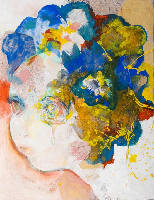 「ふらんの顔」41×31.8cm F6号キャンバスにコラージュ、アクリル絵具2025 