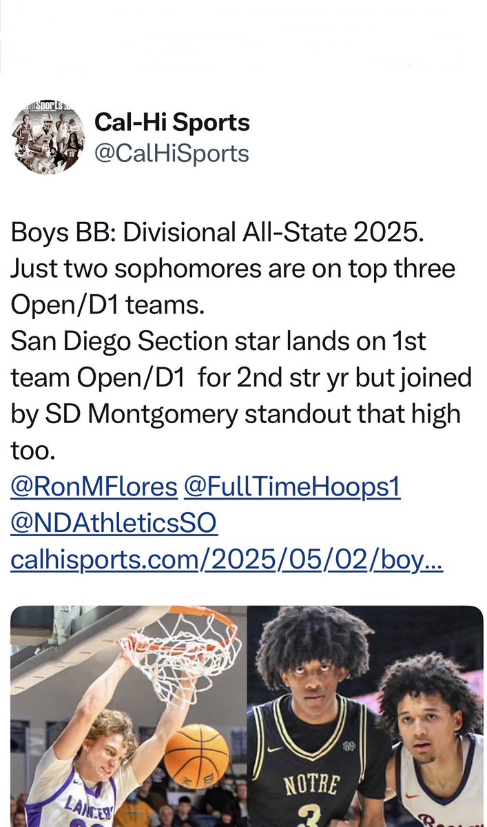 Thank you <a href="/CalHiSports/">Cal-Hi Sports</a> for being named California All-State for Open/Division 1! 🙏