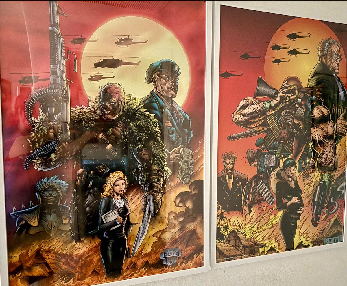 My recent colors on the left, Donald Skinner on the right. Two color works, 30+ years apart side by side. I still color when the commission is right. <a href="/Marsili_Ink/">William Joseph Perdomo</a> putting this out!