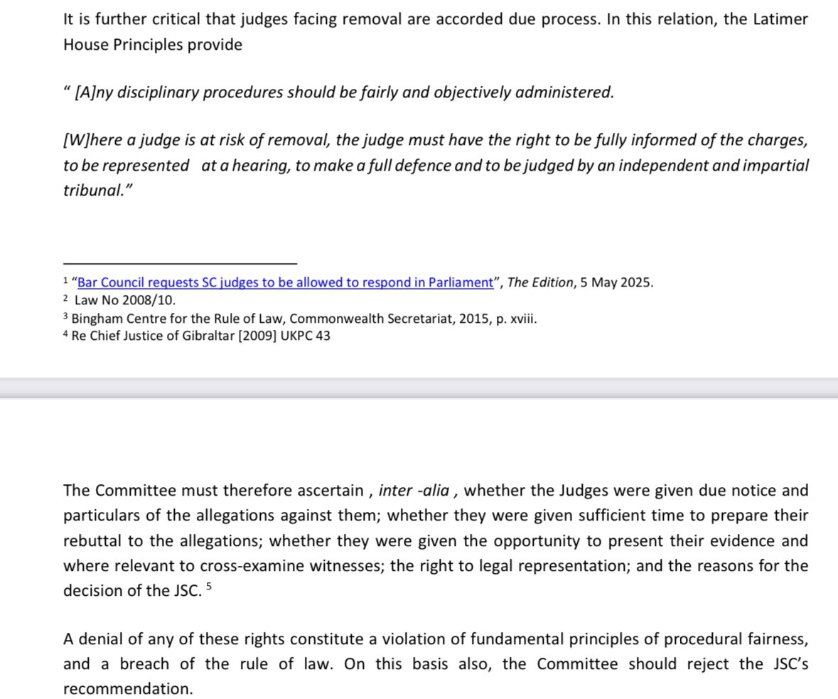 A denial of any of these rights constitute a violation of fundamental principles of procedural fairness, and a breach of the rule of law. On this basis also, the [Majlis’ Judiciary] Committee should reject the JSC’s recommendation.

- Commonwealth Lawyers Association
