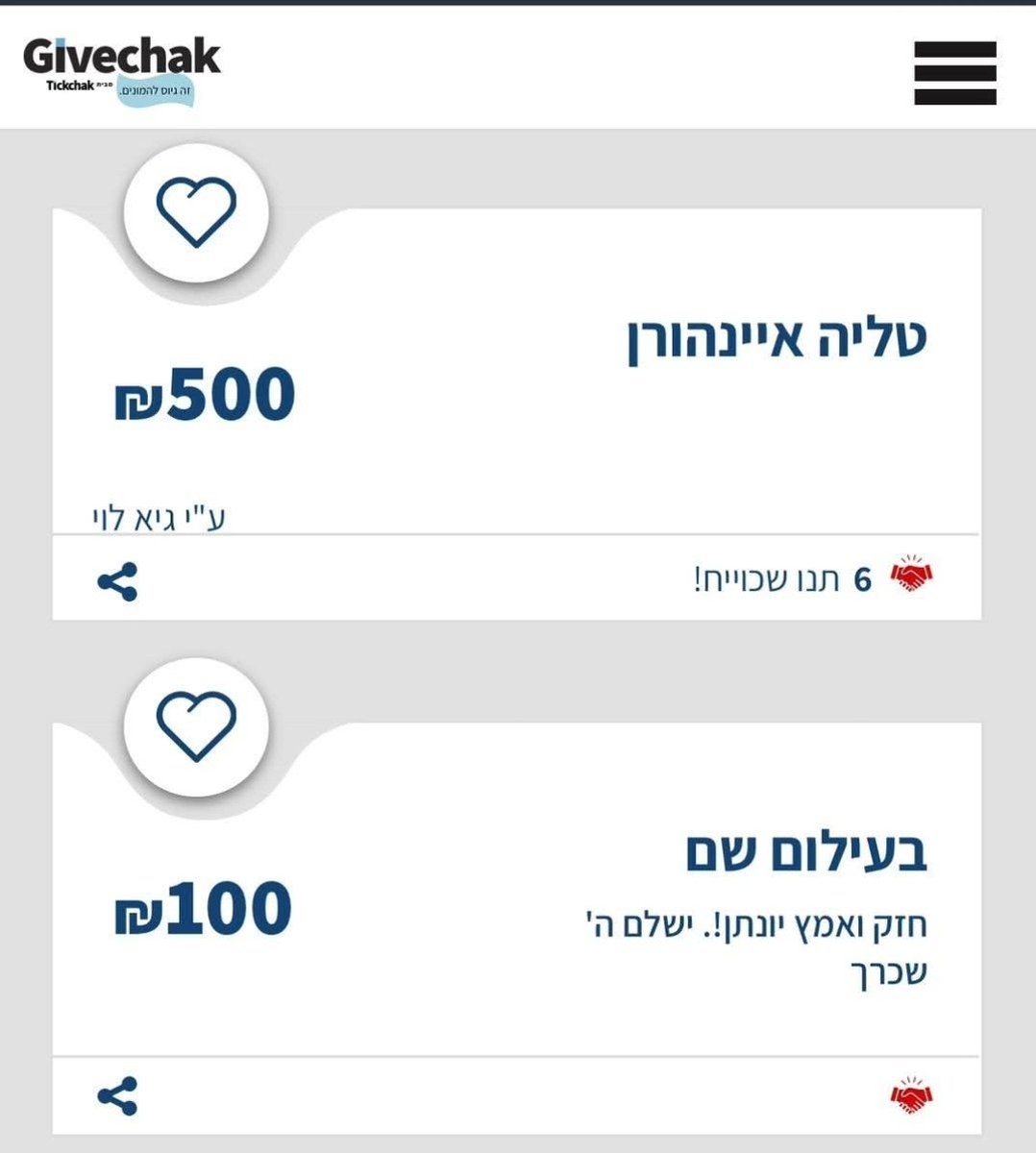 גיוס המונים שמנהל דובר הליכוד גיא לוי, למימון משפטו של אוריך (שקיבל מאות אלפי דולרים מקטאר, אבל שומר אותם כנראה למטרות צדקה).
התרומה למעלה מאמא של העבריין הנמלט אינהורן.  את התרומה שמתחתייה: "ישלם ה' שכרך", הייתי מחדד: ישלם ה' שכרך -  10 שנות מאסר בפועל