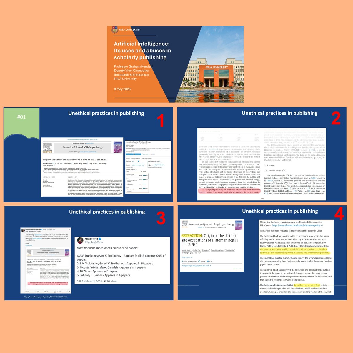 Last week I was fortunate enough to be invited to give a keynote talk in India.

I spoke about the uses and abuses that AI presents to scholarly publishing but I first gave a few examples of unethical practices, that did not involve AI, just to show that it is not a new problem.