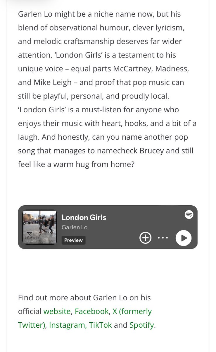 Garlen Lo (@garlenlomusic) on Twitter photo β€οΈ to <a href="/osr_official/">The Other Side Reviews</a> and <a href="/danielleholian_/">Danielle Holian</a> for this wonderful write-up π
ππ 'London Girls' on YouTube: youtu.be/WP2TpwvaLFE
π§π 'London Girls' on Spotify: open.spotify.com/track/453Vyst0β¦ β€οΈ to <a href="/osr_official/">The Other Side Reviews</a> and <a href="/danielleholian_/">Danielle Holian</a> for this wonderful write-up π
ππ 'London Girls' on YouTube: youtu.be/WP2TpwvaLFE
π§π 'London Girls' on Spotify: open.spotify.com/track/453Vyst0β¦