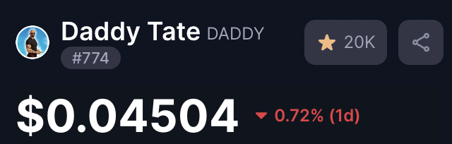 cryptofy01's tweet photo. Day 55: Posting $DADDY price updates every day until it hits $1π
πLet's make it happen!π
#RoadToOneDollar
#BTC $BTC #XRP $XRP #ETH $ETH $BNB #BNB #SOL $SOL #crypto #bitcoin $DADDY #GOLD #GoldPrice $SXT $ETHFI $INIT $ALPINE $PARTI $RPL $REZ $KMNO $SYRUP $STO $SIGN $DOGE $PEPE #BYBIT