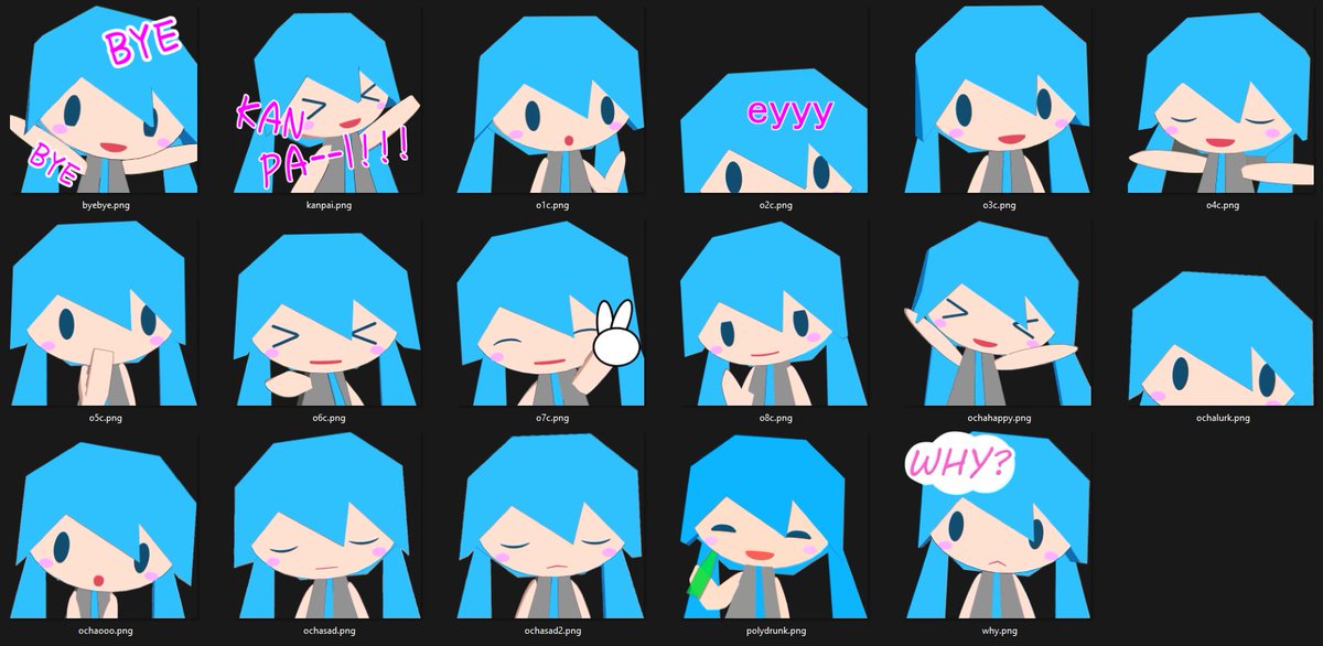spezi39's tweet image. Big pile of transparent polymiku stickers I (poorly) cropped a while ago if anyone wants to steal them💙💙💙
drive.google.com/drive/folders/…