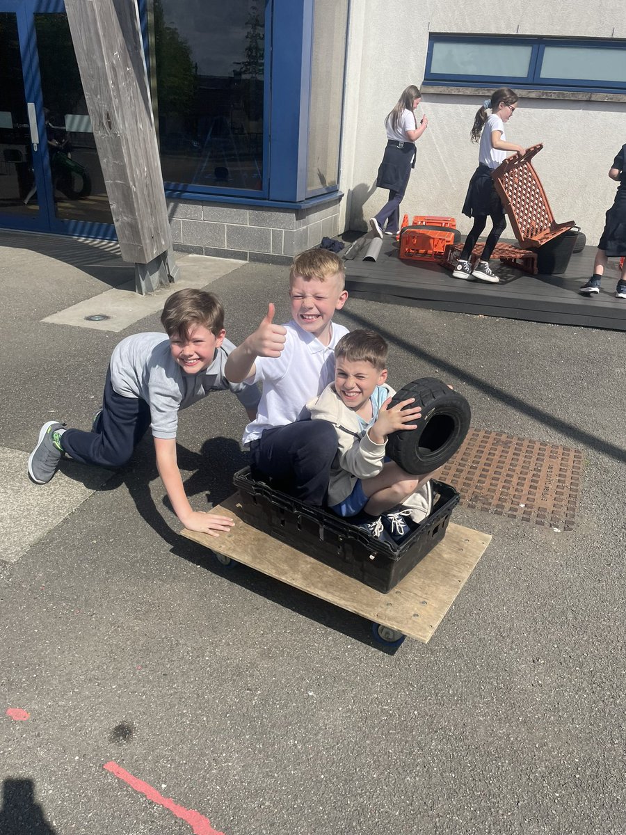 Being very creative at loose parts. We had a shop and a car this week.