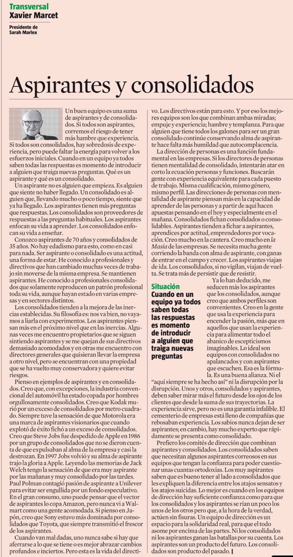 Jordi Juste (@jordijuste3) on Twitter photo “Un aspirante no es alguien que empieza. Es alguien que siente no haber llegado.
Los aspirantes piensan más en el próximo nivel que en las inercias.”
🔝 la columna de <a href="/XavierMarcet/">Xavier Marcet</a> “Un aspirante no es alguien que empieza. Es alguien que siente no haber llegado.
Los aspirantes piensan más en el próximo nivel que en las inercias.”
🔝 la columna de <a href="/XavierMarcet/">Xavier Marcet</a>