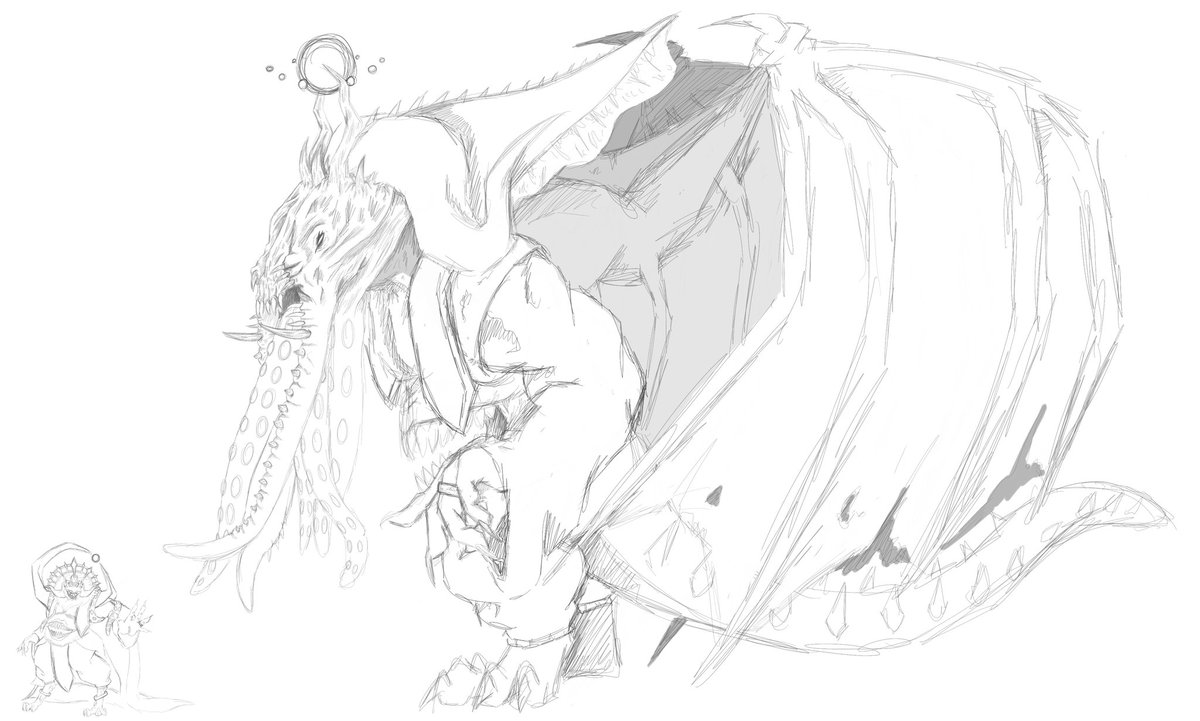 konakaijuuu's tweet image. I just realized I haven't actually posted anything art related in months.
Throwing a Lord Nemesis sketch. 🦑