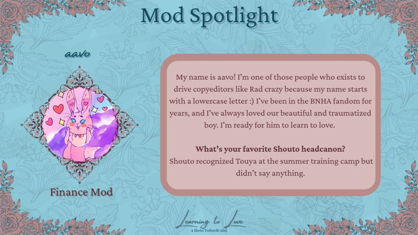 Here to handle those pesky numbers and calculations for us, here's our Finance Mod, aavo! Please give them a warm welcome! 
#shouto #shoutotodoroki #fanzine #bnha #MyHeroAcademia